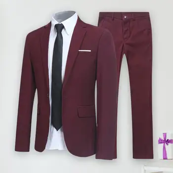 1 Комплект модных мужских брюк-блейзера с отложным воротником, деловой костюм в британском стиле, однотонные брюки-блейзер с лацканами