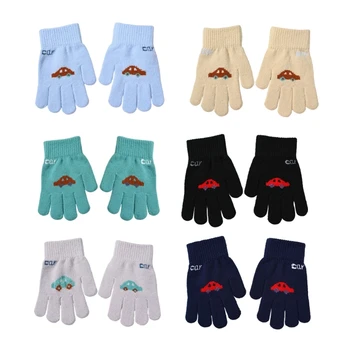 1 Пара детских вязаных перчаток, однотонные зимние эластичные перчатки с полными пальцами, теплые