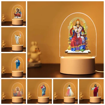 1 шт. НОВЫЙ Светодиодный Ночник Jesus 3D Touch LED для Декора Детской Комнаты в Подарок Детям на День Рождения