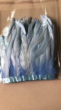 10 метров небесно-голубой ленты с отделкой из петушиных перьев 25-30 см, куриные перья для поделок, аксессуары для шитья одежды, аксессуары для украшения одежды