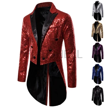 2023 Мужской блейзер, украшенный блестками, куртка, мужской костюм для выпускного вечера в ночном клубе, блейзер, костюм для певцов, сценическая одежда, смокинг, новинка