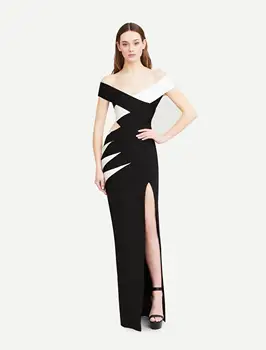 2024, Новинка Весны, женское сексуальное облегающее длинное бандажное платье в стиле пэчворк с вырезом лодочкой, элегантное платье для празднования вечеринки 11