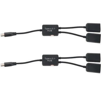 2X Type C OTG USB Male to Dual 2.0 Female OTG Charge 2 порта концентратор Кабель Y разветвитель 18