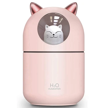2X Увлажнитель Cute Cat Cool Mist для дома, кошачий ночник, необходимый чистый воздух для детской комнаты, простая очистка Розовый 16