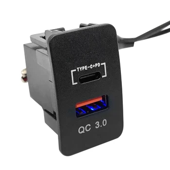 36 Вт Двойной USB Быстрое Зарядное Устройство Адаптер QC3.0 Тип C + PD Разъем для Приборной панели СВЕТОДИОДНЫЙ Вольтметр для Honda CIVIC Accord HR-V JAZZ CITY 14