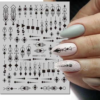 3d Наклейки Для Дизайна Ногтей Черные Геометрические Линии Дизайн Клейких Слайдеров Наклейки Для Ногтей Украшения Для Маникюра 1