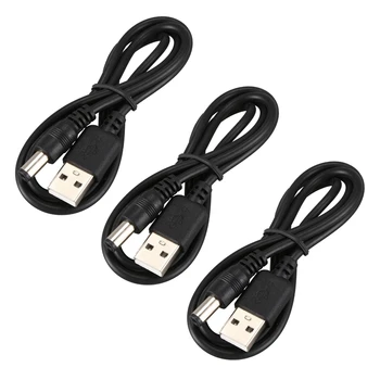 3X USB-кабель 5,5 мм/2,1 мм, кабель питания с разъемом 5 В постоянного тока (черный, 75 см) 3