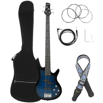 4-струнная бас-гитара в кленовом корпусе Электрическая бас-гитара для профессиональной игры с сумкой для струн, ремнем, аксессуарами для тюнера