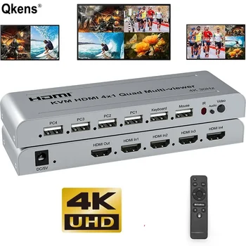 4K KVM HDMI 4X1 Quad Multi-viewer 4 В 1 Из Видеопроцессора Экран Multiviewer Бесшовный Переключатель Поддержка USB Клавиатура Мышь 4 ШТ. 3