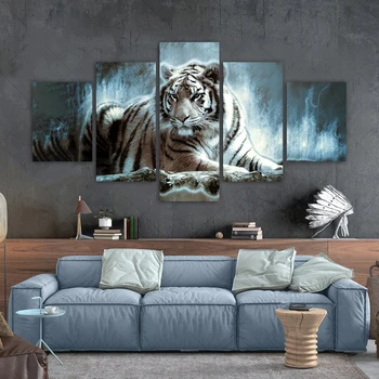 5 Панелей плакатов с тигром, принты на холсте, абстрактные настенные рисунки для гостиной, современный домашний декор, животные Куадрос Без рамки 14