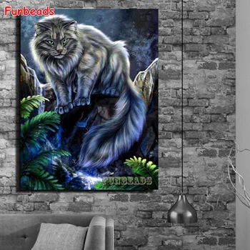 5D DIY Diamond Painting Fantasy Big Cat Набор для вышивки крестом Полная вышивка мозаикой из стразов Декор GG6649