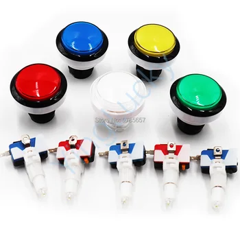 5шт комплект аркадных кнопок 45 мм круглый кнопочный переключатель 12V LED и микропереключатель 5 цветов для игровых автоматов с монетоприемником 11