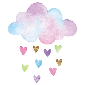 6 шт. наклейки на стену, расписанные вручную разноцветными облаками любви, украшение детской комнаты, самоклеящиеся съемные наклейки, простая установка 4