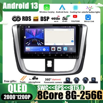 Android 13 WIFI 4G IPS QLED Экран GPS Навигация Для Toyota Vios 2016-2018 DSP Автомобильный Мультимедийный Радиоплеер без dvd 2 din 16