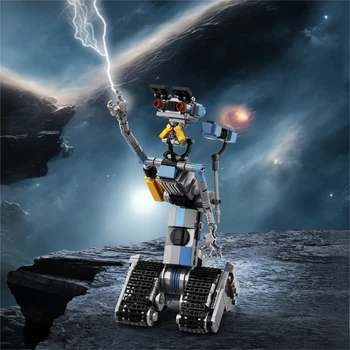 BuildMoc Movie Military Johnnyed 5 Robot Astroed Mecha Набор Строительных Блоков Для Исследования Кирпичей С Коротким Замыканием, Игрушки, Подарок Для Детей
