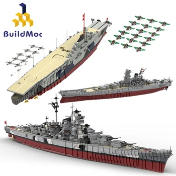 BuildMoc Военный Военный Корабль Бисмарк Строительные Блоки Набор Ямато Боевой Корабль Цеппелин Лодка Коллекция Дисплей Модель Кирпичи Игрушка В Подарок 5