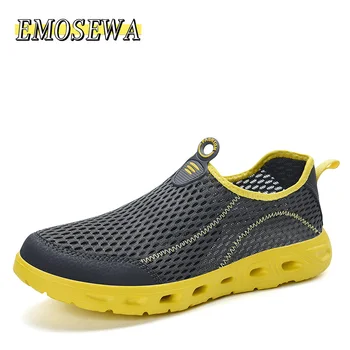 EMOSEWA Высококачественная мужская повседневная обувь Upstream, Дышащая сетчатая обувь для рыбалки, нескользящие мужские пляжные сандалии, хлопковые кроссовки 11