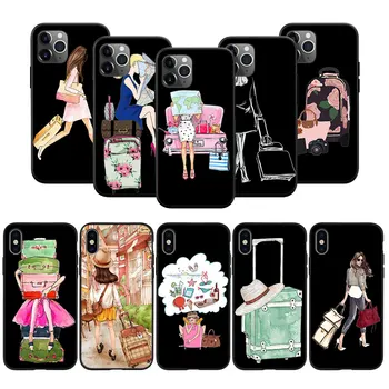 ER51 Fashion Travel Girl Мягкий Силиконовый Чехол для iPhone X XS XR Pro Max 8 7 6 6s Plus SE 14