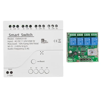 Ewelink Smart Wifi Bluetooth Переключатель Релейный Модуль 7-32 В Вкл Выкл Контроллер 4CH 2,4 Г Wifi Пульт Дистанционного Управления Для Alexa Google Home Замена 11