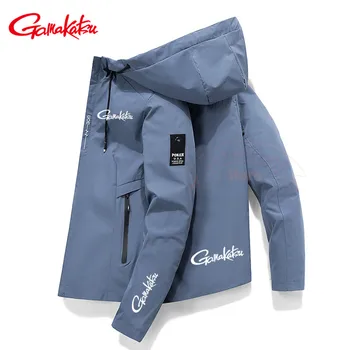 Gamakatsu Одежда для рыбалки на открытом воздухе с длинным рукавом, мужская куртка для рыбалки, пальто с капюшоном, водонепроницаемая ветровка, спортивная верхняя одежда для рыбалки, мужская верхняя одежда