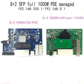 IP-управление 8-портовый модуль коммутатора PoE Ethernet 10/100/1000 Мбит / с Модуль управляемого коммутатора с 2 гигабитными слотами SFP гигабитный коммутатор 3
