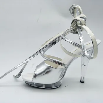 LAIJIANJINXIA/ новинка, модель с искусственным верхом 13 см/5 дюймов, пикантные экзотические вечерние женские босоножки на платформе и высоком каблуке, обувь для танцев на шесте N003 4