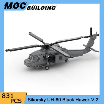 MOC Военное оружие Sikorsky UH-60 Black Hawck Самолет Строительный блок Армейский тактический Транспортный самолет Модель Кирпичи Игрушки Подарки 12