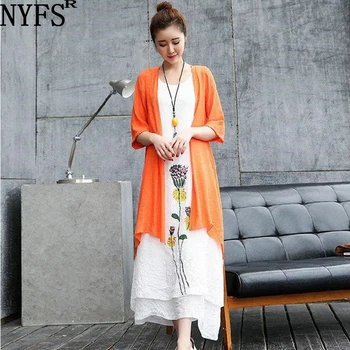 NYFS 2023 Летнее Новое Корейское Женское платье Свободного Кроя, Большие Размеры, Маленькое Свежее Платье-двойка, Vestidos Elbise Robe, M-3XL 15