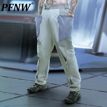 PFNW Cyberpunk Street Мужские Лыжные брюки Плюшевые Толстые Водонепроницаемые Лоскутные Мужские Повседневные Брюки Deconstruciton Tech Wear New 28C1006 13