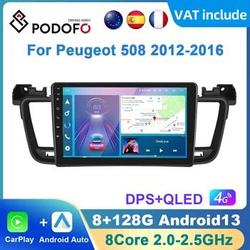 Podofo AI Voice Android Carplay Автомагнитола Для Peugeot 508 2012-2016 Android Auto 4G Мультимедийный Плеер GPS Навигация RDS Радио