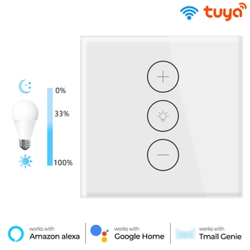 Tuya WiFi Smart Dimmer Switch Light Беспроводное Сенсорное Затемнение Настенного Управления LED Remote OnOff EU Smart Life APP Для Alexa Google Home 3