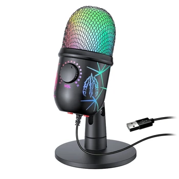 USB конденсаторный микрофон с шумоподавлением USB Игровой микрофон RGB Микрофон для ПК ноутбука видеозаписи 15