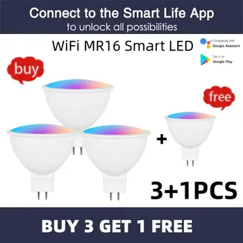 WiFi MR16 Умная светодиодная лампа 12V RGBCW с регулируемой яркостью Tuya 5W Точечная подсветка, меняющая цвет, умный дом 10