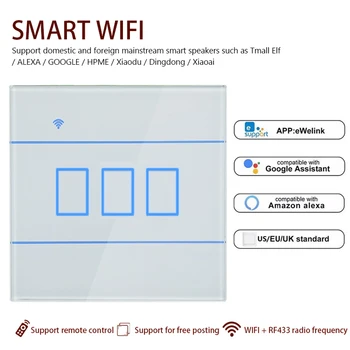 WiFi Smart Switch С функцией RF Smart Home APP 86 Модель Панельного переключателя 90-250 В 2000 Вт работает с Alexa и Home 15