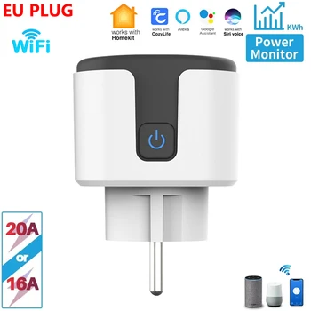WiFi Розетка Homekit Smart EU Plug 20A Power Monitor Функция Таймера Для Поддержки продуктов Apple Google Home SmartThings Siri Alexa 15