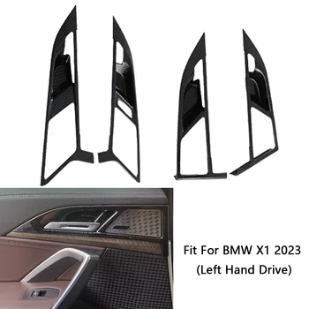 Автомобильные наклейки с рисунком из углеродного волокна Крышка панели переключения передач Внутренняя отделка для BMW X1 2023 ABS Аксессуары в стиле углеродного волокна 4