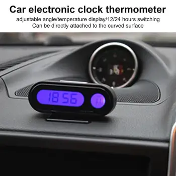 Автомобильные электронные часы-термометр 2 в 1, автомобильный дисплей, цифровые часы, светодиодный термометр! Крепление синего ночника - идеальный аксессуар для автомобиля 13