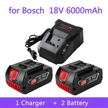 Аккумулятор 18V Bosch 6.0Ah для Электродрели Bosch 18V Литий-ионный Аккумулятор BAT609 BAT609G BAT618 BAT618G BAT614 Зарядное Устройство 18