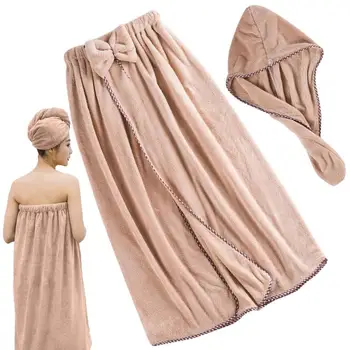 Банные полотенца для женщин, Регулируемый халат, спа-обертывание для душа С полотенцем для волос, Сверхвпитывающая Удобная ночная рубашка для дома 9