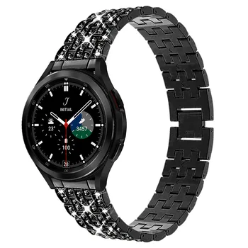 Блестящий Ремешок для Samsung Galaxy Watch 4/4 Classic Active 2 Ремешок из нержавеющей Стали для Huawei Watch 3 GT 2 Pro Amazfit GTR 3 GTS 3 9