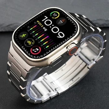 Браслет-звено для Apple Watch Band 49 мм 45 мм 44 42 Ремешок из нержавеющей стали для iWatch серии 9 8 7 41 мм 6 5 4 se 40 мм Аксессуары 8