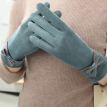 Велосипедные женские зимние аксессуары, перчатки с сенсорным экраном на весь палец, варежки в корейском стиле, женские перчатки из немецкого флиса 10