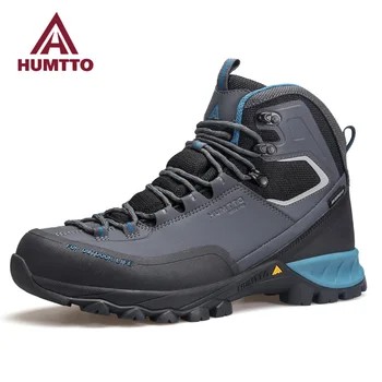 Водонепроницаемая походная обувь HUMTTO, роскошные дизайнерские походные ботинки для мужчин, кроссовки для скалолазания, кожаные безопасные мужские ботильоны 19