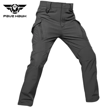 Военно-тактические брюки, мужские брюки Softshell, теплые водонепроницаемые брюки-карго с множеством карманов, боевые походные рабочие брюки
