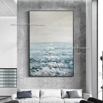 Высококачественная абстрактная картина маслом толщиной с океан 100% ручной работы, современная художественная картина для гостиной, современный Куадрос, холст, арт 15