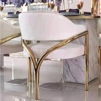 Высококачественная современная итальянская свадебная мебель, металлическое золотое белое бархатное обеденное кресло 8