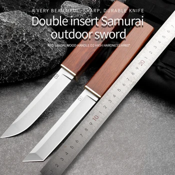 Высококачественные охотничьи ножи с фиксированным лезвием из стали D2, походный походный охотничий нож, боевой спасательный нож, нож из холодной стали 7
