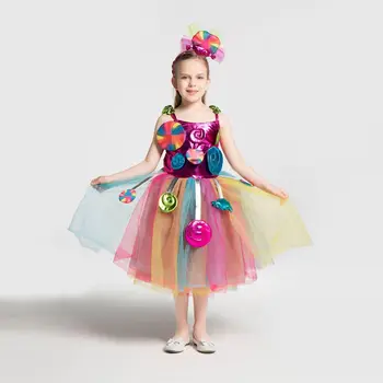 Детские платья принцессы на Хэллоуин с конфетами для девочек, Рождественские подарки на День рождения, Школьное шоу, сценическое представление, танцевальный костюм