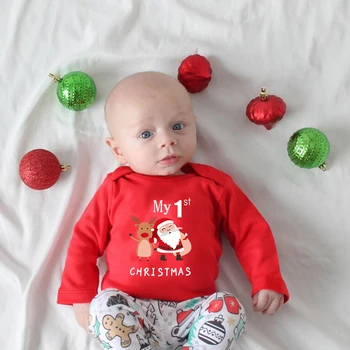 Детский Боди My 1st Christmas Baby, Детский Первый Рождественский Комбинезон, Одежда для Новорожденных Мальчиков или Девочек, Рождественские Рубашки для Малышей из 100% Хлопка 14