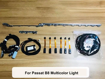 Для VW Passat B8 Многоцветное атмосферное освещение приборной панели, двери, панель рассеянного света, подсветка пространства для ног со жгутом проводов 7